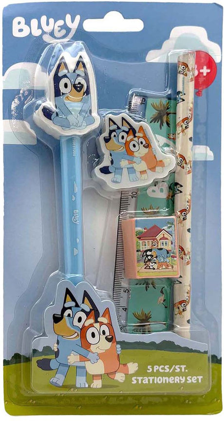Merkloos sans marque bluey schrijf set - 5dlg..