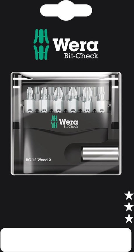 Wera bit-check 12 wood 2 sb 05136391001 bitset 12-delig 1 4 (6.3 mm) incl. bithouder