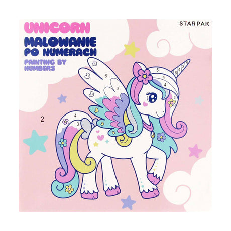Schilderen op nummers unicorn 20x20cm, 6 kleuren