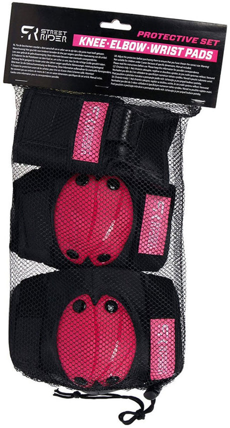 Street rider beschermset m - roze, 6dlg.