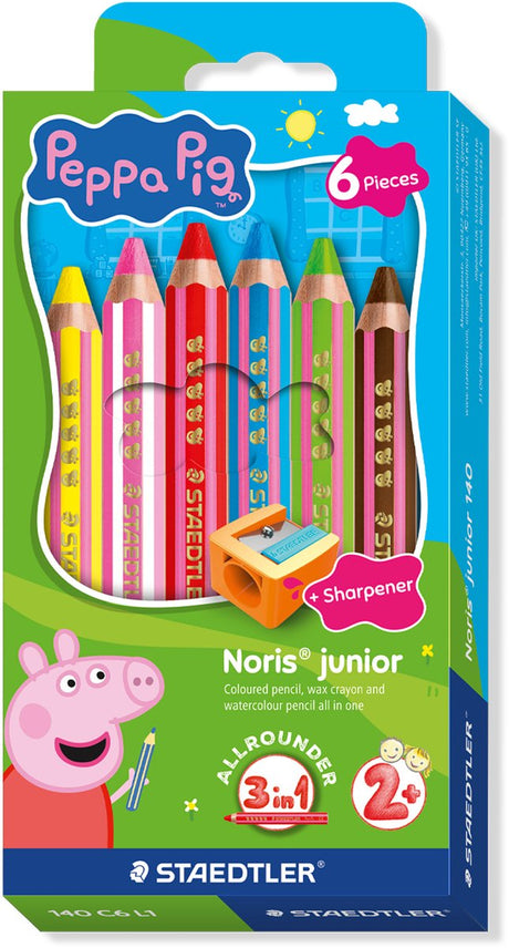 Staedtler peppa pig x noris junior 3-in-1 kleurpotlood - set 6 st