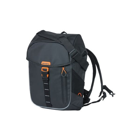 Basil Miles Tarpaulin fietsrugzak Nordlicht - Waterdichte zwarte rugzak voor fietsers - 17L - Unisex - Sportief - Zwart
