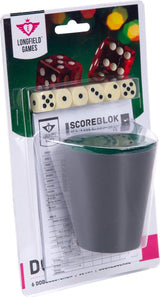 Engelhart dobbelset compleet - pokerbeker - 5 dobbelstenen 16 mm - scoreblok 25 vellen - complete spelset -