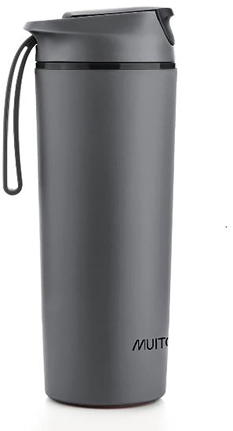Muitomas never fall down waterfles - anti-val zuignapsysteem - antislipgreep - thermische constructie - 450ml - zwart