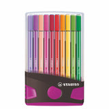 Stabilo pen 68 in 20 kleuren antraciet roze