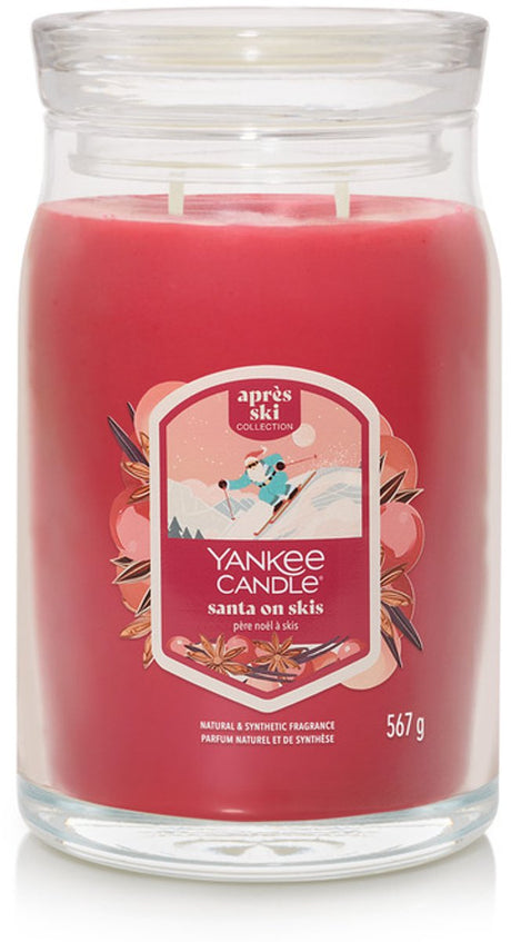 Yankee candle - santa on skis large jar geurkaars - 90 branduren - twee lonten