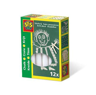 Ses schoolbordkrijt wit ã˜10mm pakje a 12 stuks