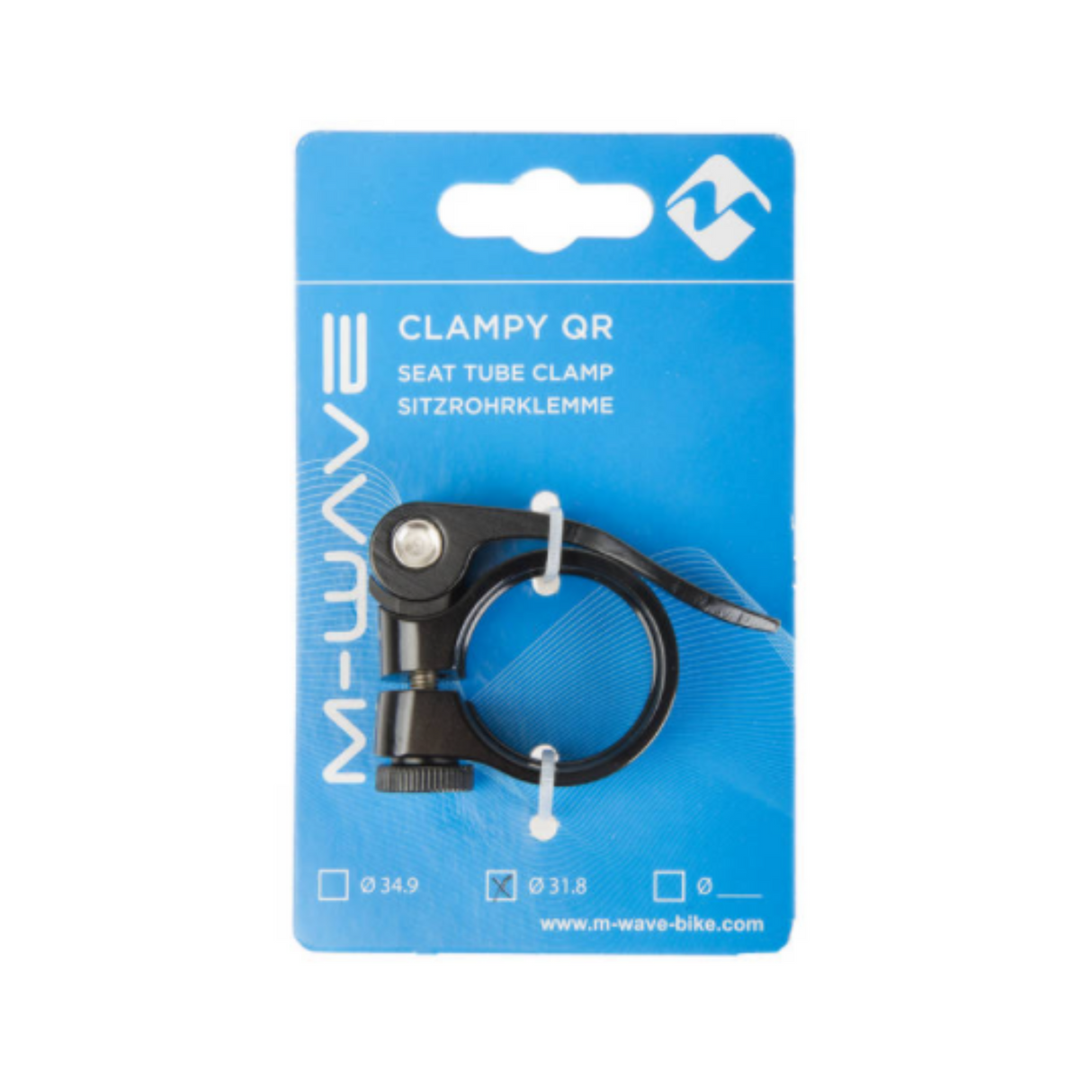 M-Wave Sëtz Pap Clip mam Quick-Tensioner 31.8mm schwaarz (Hängepak)