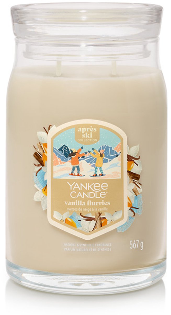 Yankee candle - vanilla flurries large jar geurkaars - 90 branduren - twee lonten