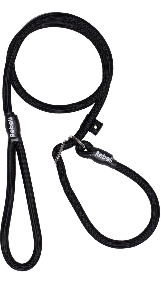 Rebel petz hondenriem - trainingslijn - zwart - l - 12mm x 140cm