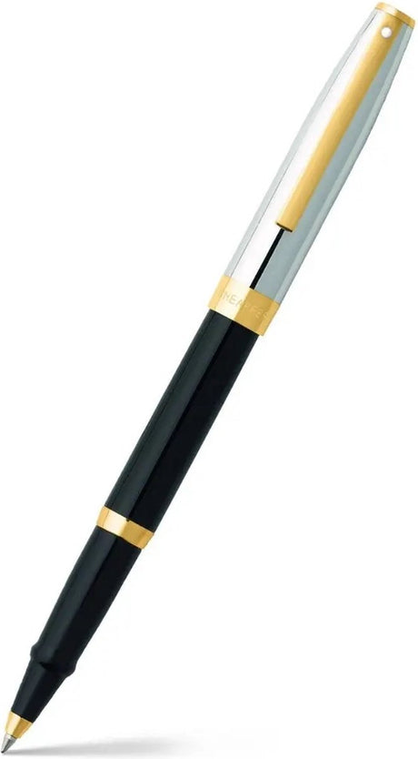 Sheaffer rollerball - sagaris - glanzend zwart met chroom en goud - penpunt m - schrijfkleur zwart
