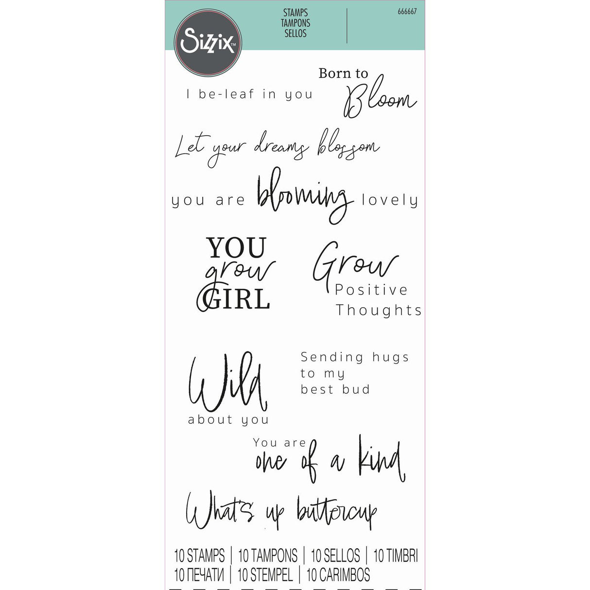 Sizzix • clear stamp set born to bloom 10pcs
