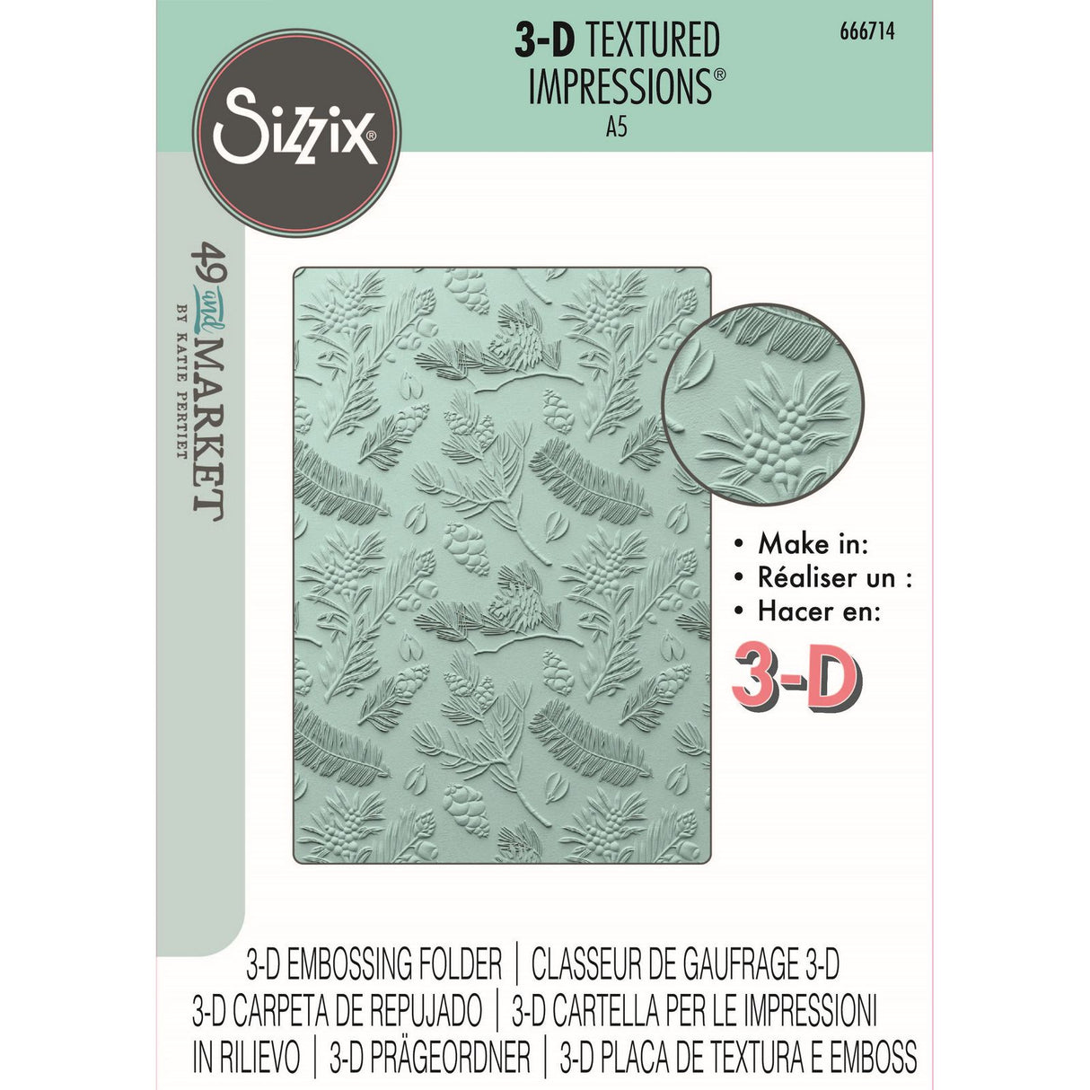 Sizzix • 3d textured impressions embossing folder a5 pines