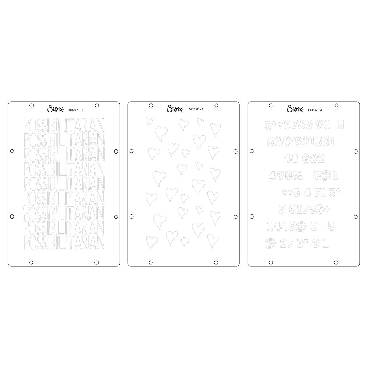 Sizzix • studio stamps set 13pcs 3pcs stencils possibilitarian by cat kerr