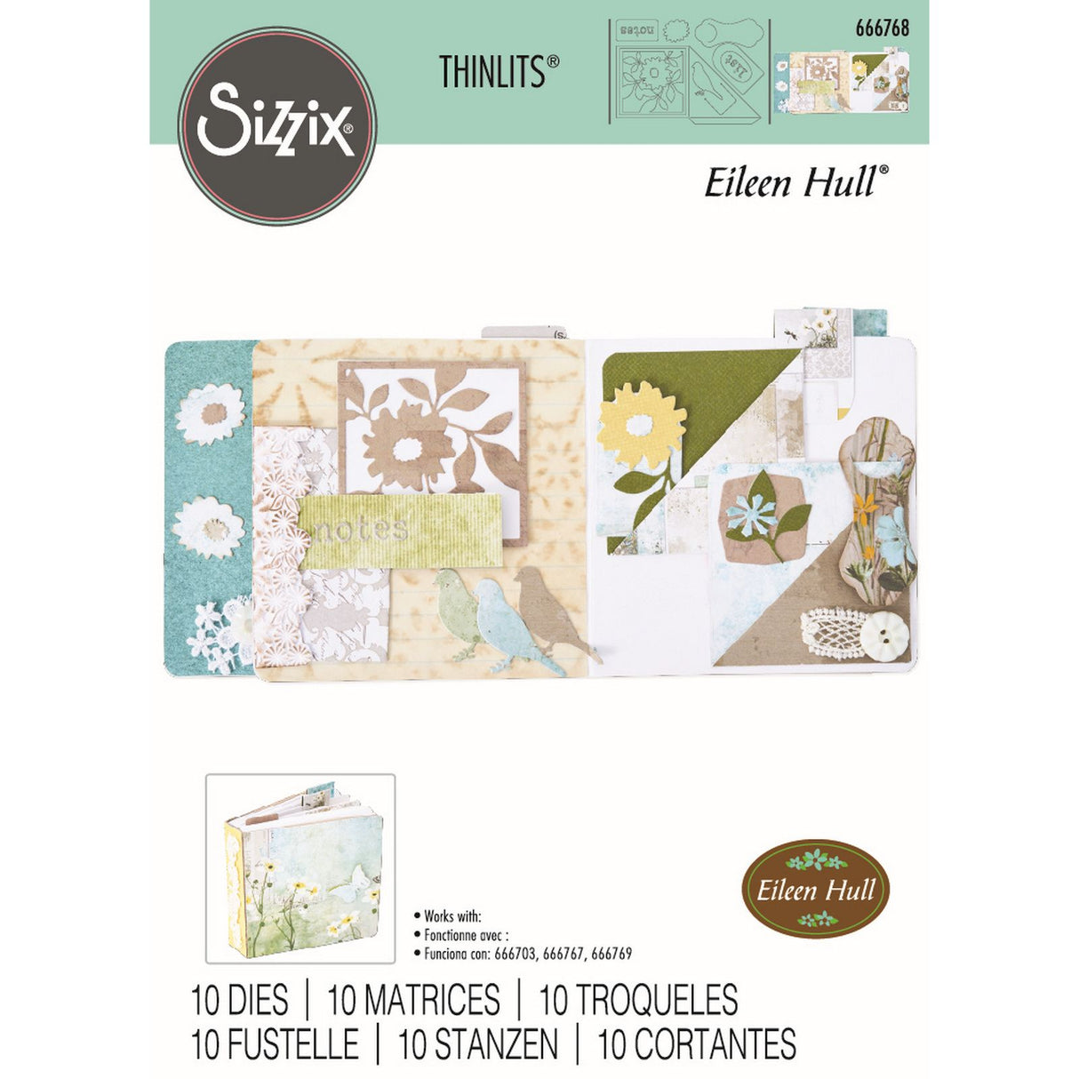 Sizzix • thinlits die set floral pocket paperclips 10pcs