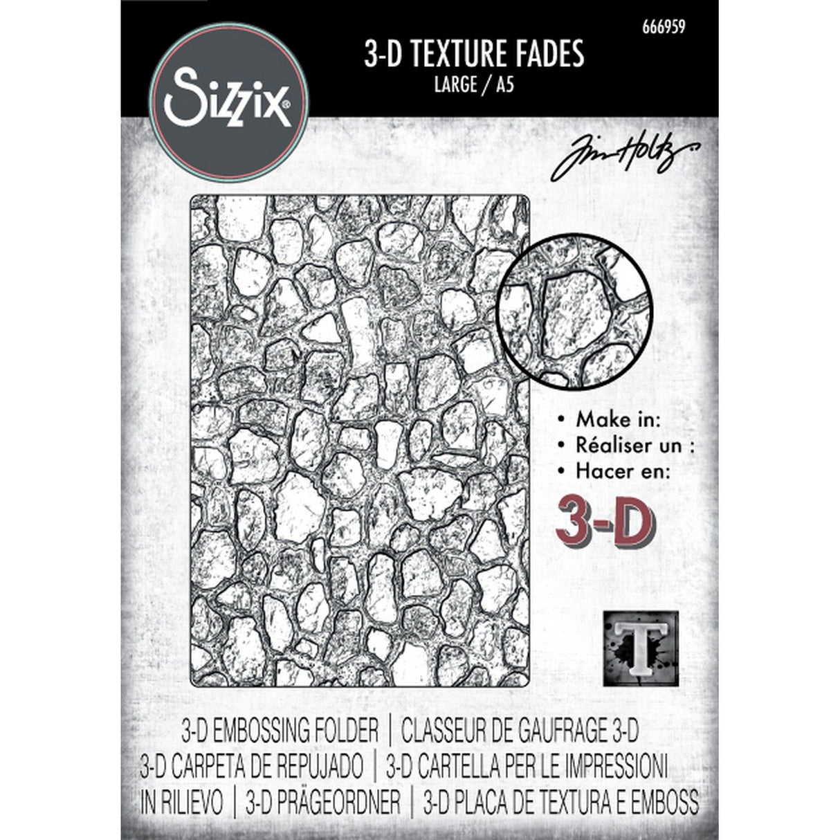 Sizzix • 3d texture fades embossing folder cobblestone large a5 by tim holtz