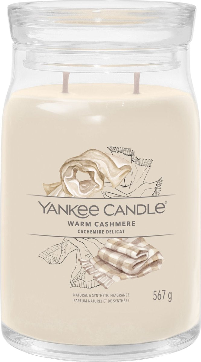 Yankee candle - warm cashmere large jar geurkaars - 90 branduren - twee lonten
