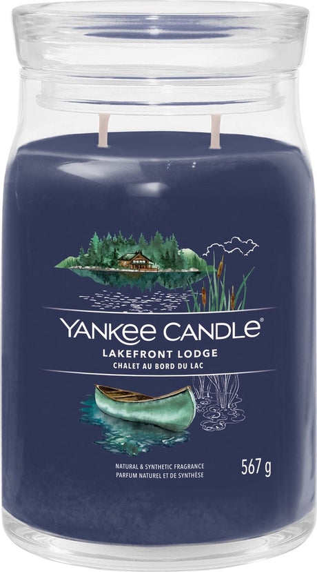 Yankee candle - lakefront lodge large jar geurkaars - 90 branduren - twee lonten