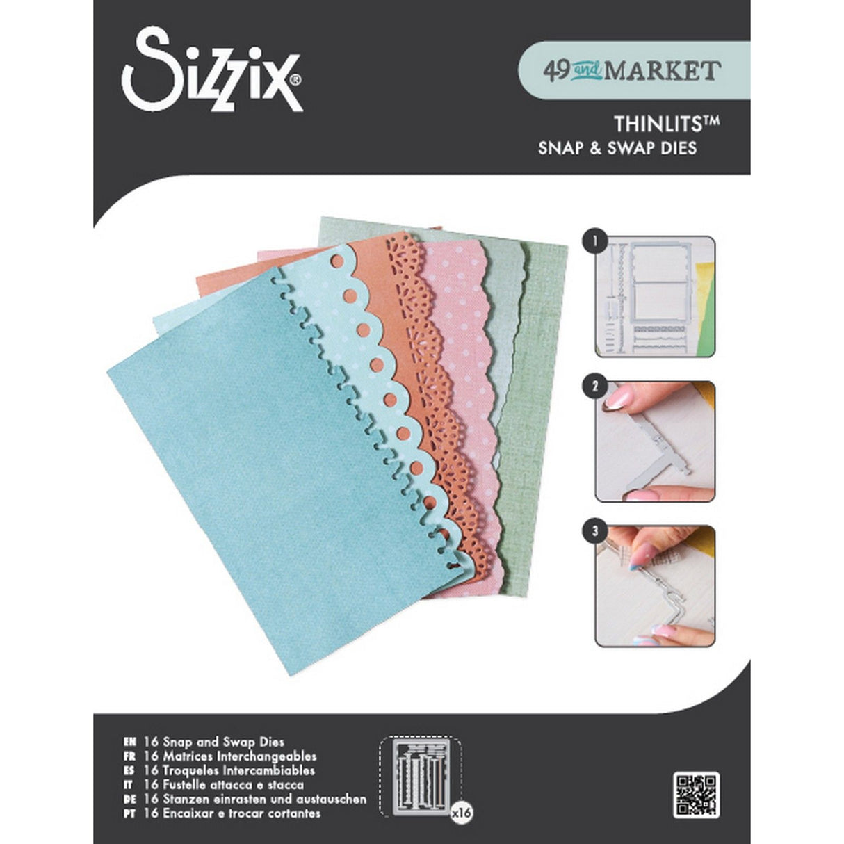 Sizzix • thinlits die set 16pcs snap and swap journal set by 49 and market
