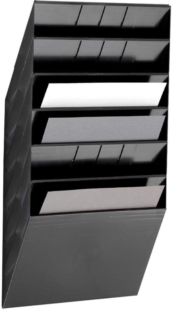 Durable folderhouder flexiboxx 6, 6 vakken, a4, liggend, zwart