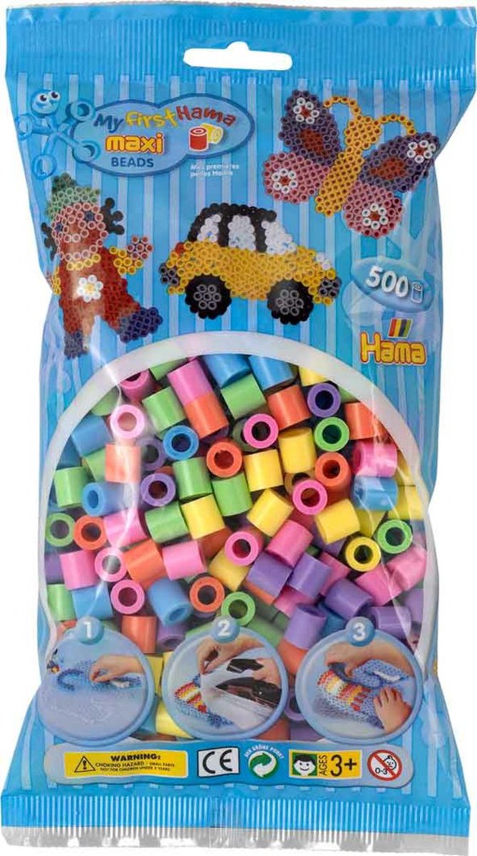 Hama strijkkralen maxi in bak - pastelmix (050), 600st.
