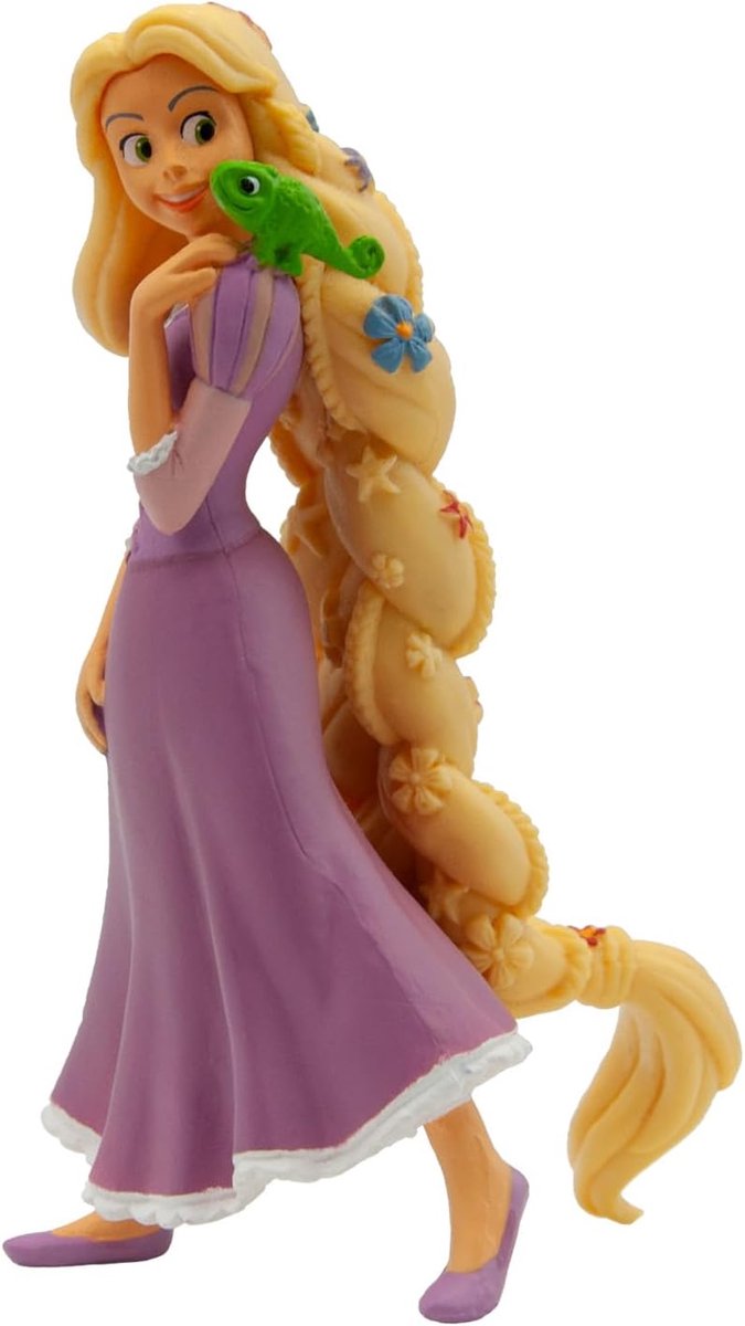 Bullyland 12424 – speelfiguur en verzamelfiguur rapunzel met bloemen in haar vlecht en pascal op haar schouder uit disney’s tangled – ca. 10 cm – levensecht en detailrijk vormgegeven – ideaal als taartfiguur en cadeautje voor kinderen vanaf 3 jaar.