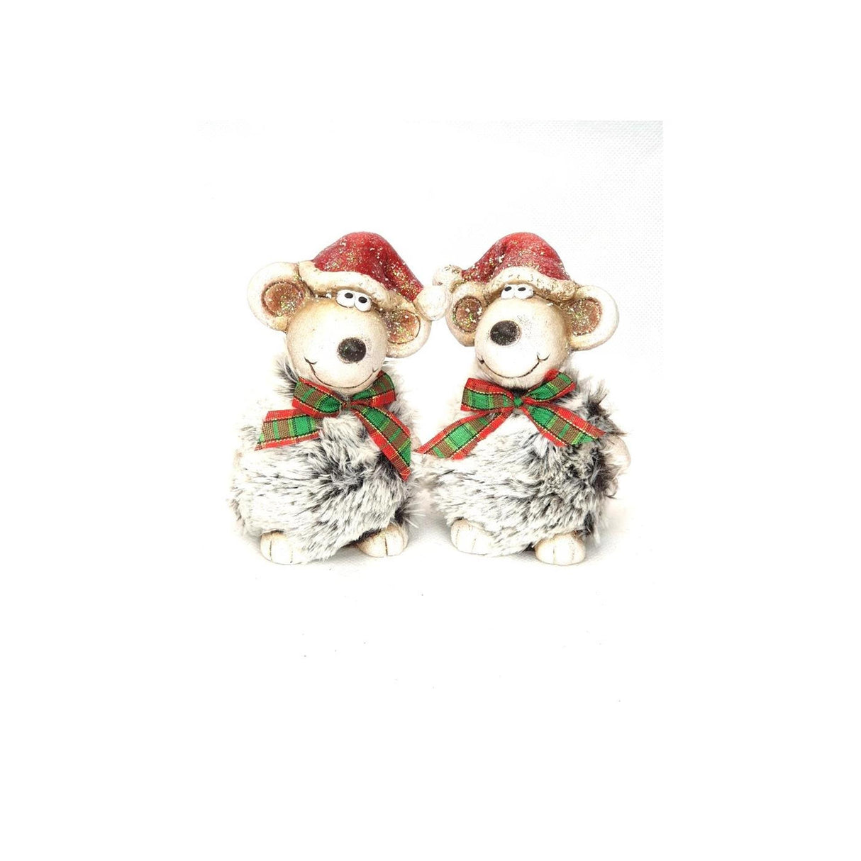 Mansion atmosphere beeld muis met kerstmuts 7x5,5x10,5cm