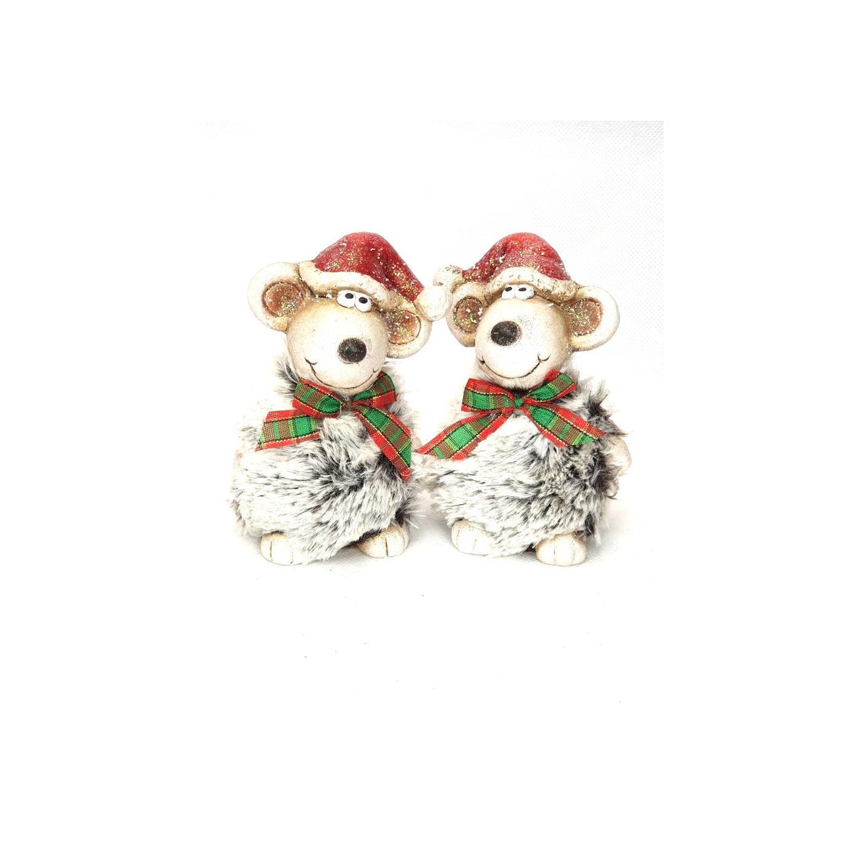 Mansion atmosphere beeld muis met kerstmuts 7x5,5x10,5cm