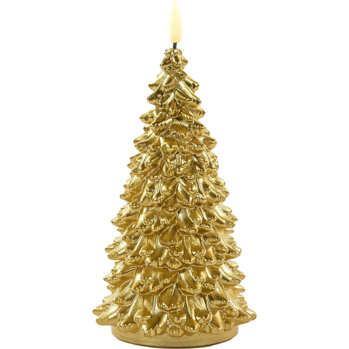 Anna's collection led kaars wax kerstboom 3d vlam op 2xaa batterij met timer 9,5x20cm goud
