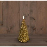 Anna's collection led kaars wax kerstboom 3d vlam op 2xaa batterij met timer 9,5x20cm goud