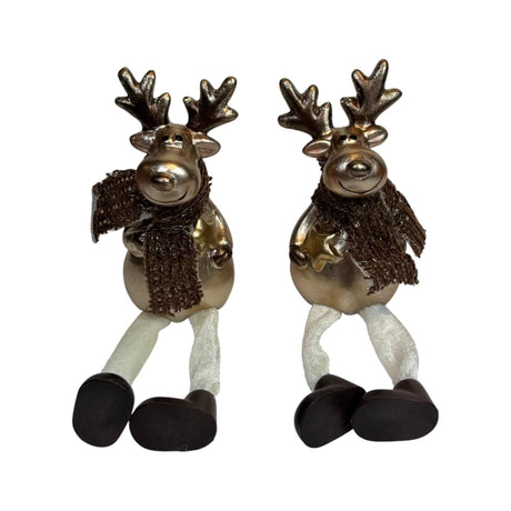 Mansion atmosphere bungelbeen hert bruin goud 6x5.5x11cm 2 ass