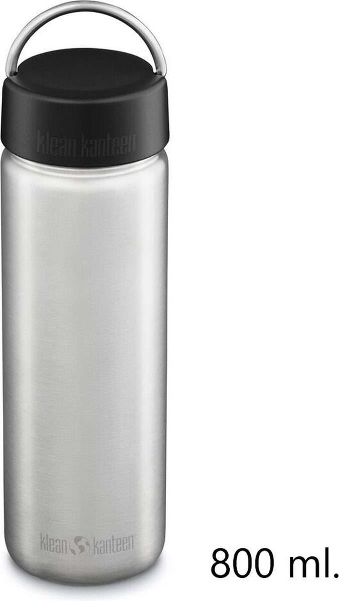 Klean kanteen wide single wall 800 ml 27oz - rvs zilver - met brede ringdop