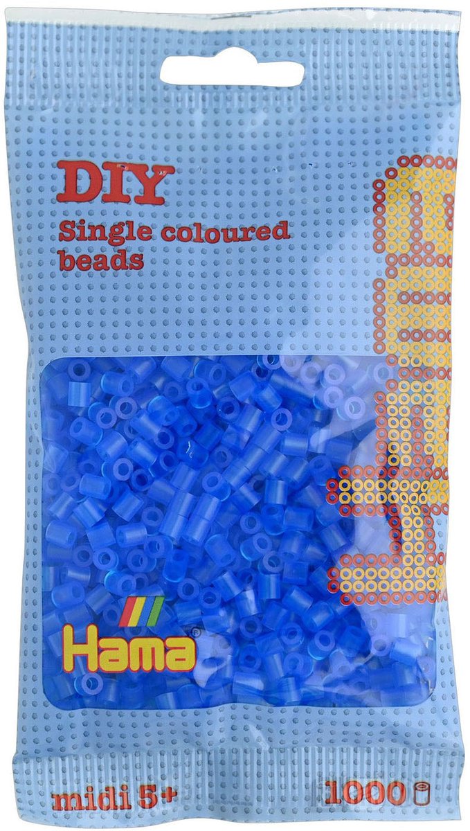 Hama strijkkralen 1000 stuks blauw doorzichtig