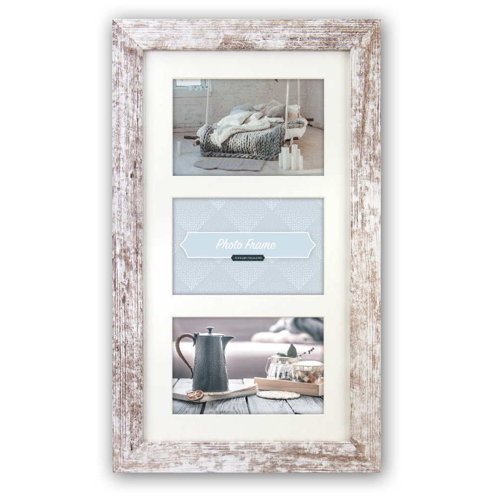 Zep fotolijst v23106 nelson 6 3q white wash voor 3 foto's