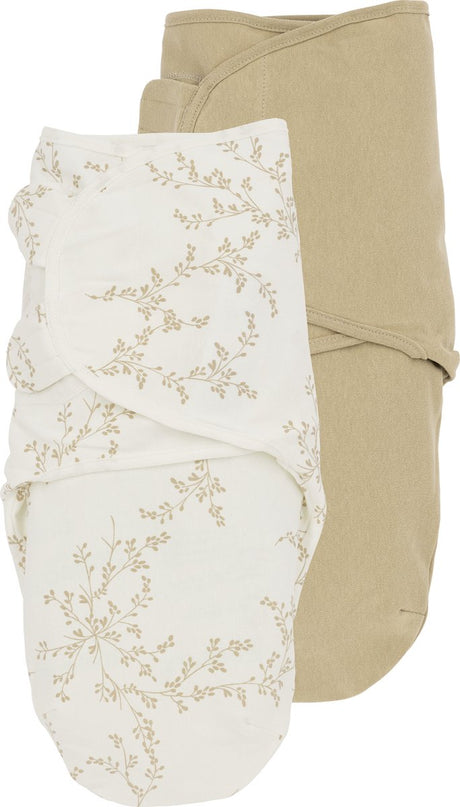 Meyco baby branches uni swaddle inbakerdoek - 2-pack - sand - 0-3 maanden - 1.0 tog