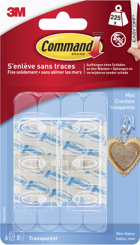 3m command decohaak, small, draagvermogen 225 gram, transparant, blister van 6 stuks