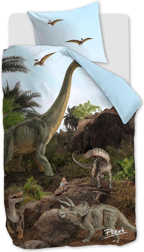 Freek vonk dappere dinos dekbedovertrek - eenpersoons - 140x200 - naturel