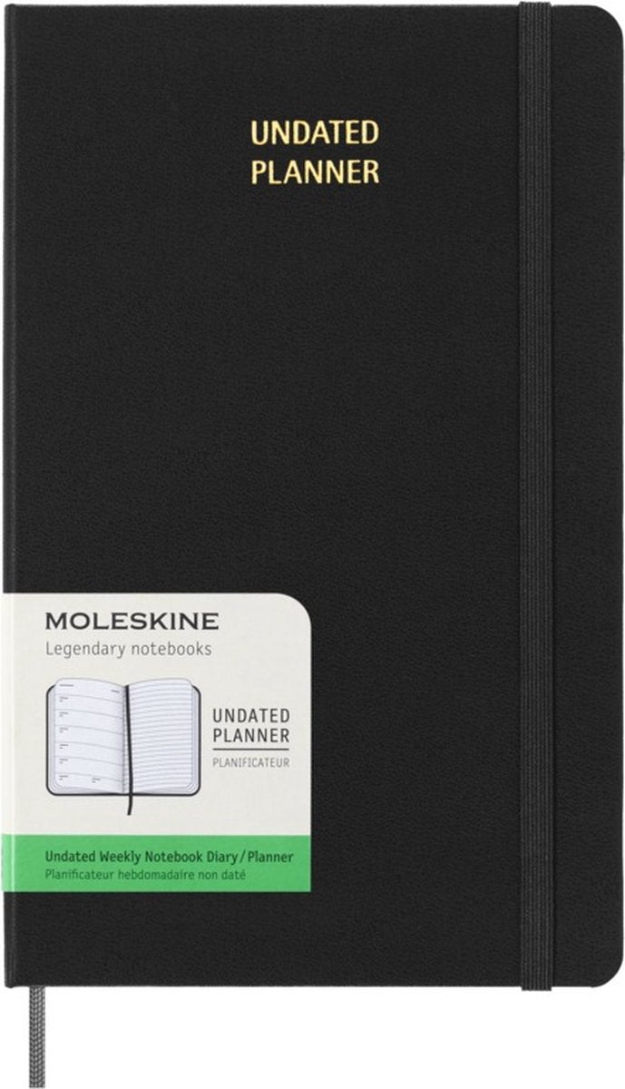 Moleskine ongedateerde planner - wekelijks - large - zwart