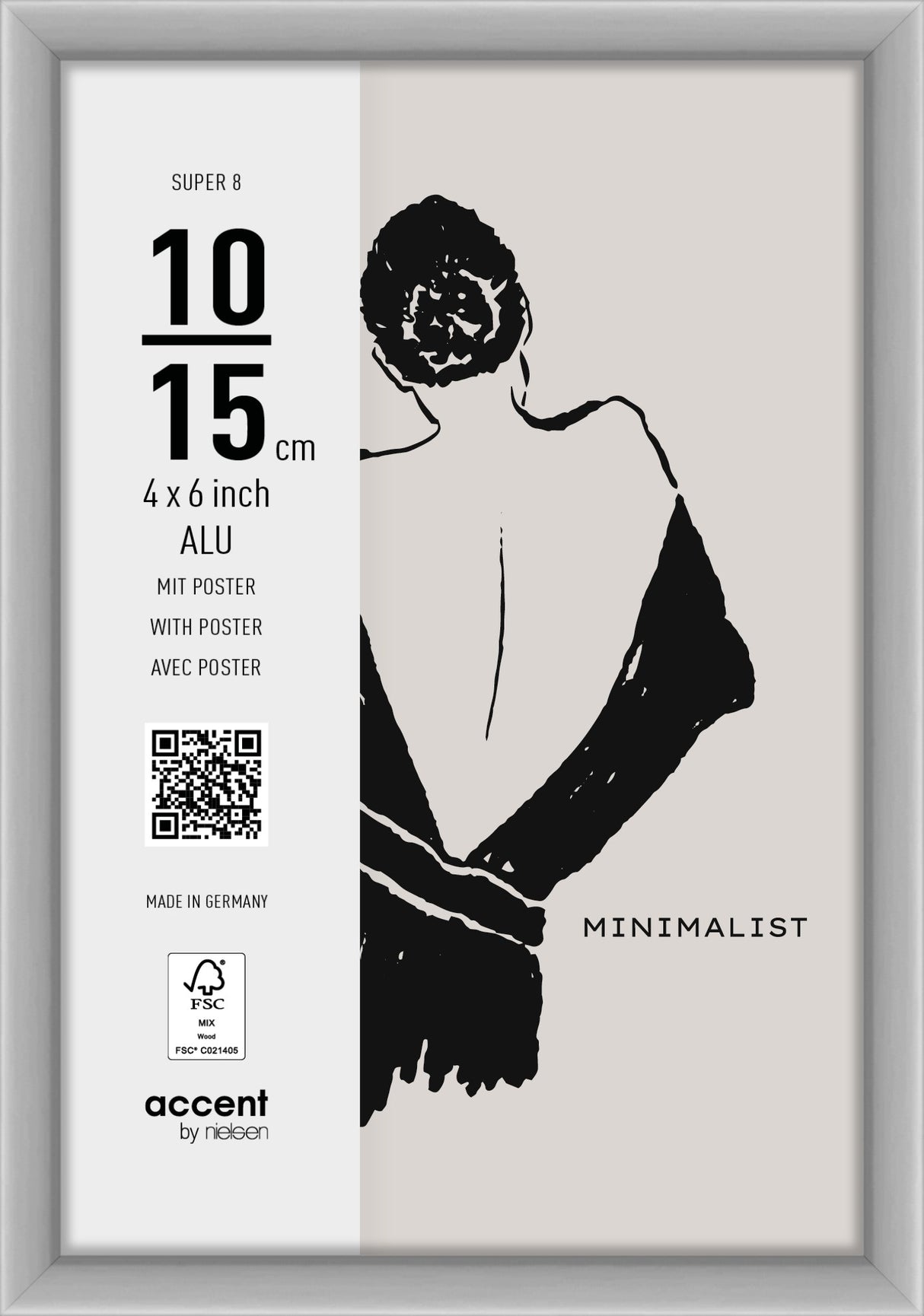 Nielsen design nielsen fotolijst 5411124 super 8 mat zilver 10x15 cm