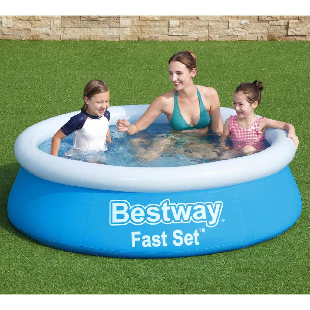 Bestway zwembad fast set opblaasbaar rond 183x51 cm blauw