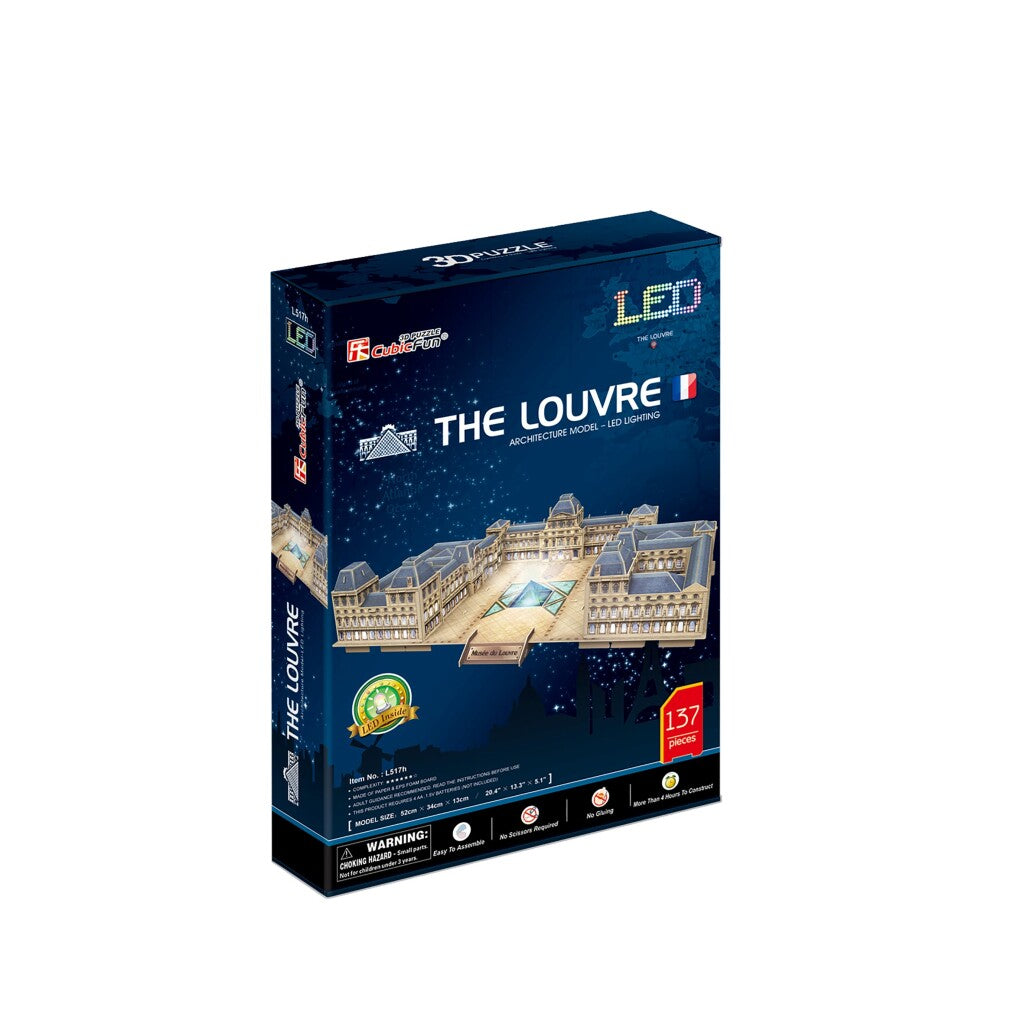 Cubic fun 3d puzzel the louvre + led verlichting 137 stukjes