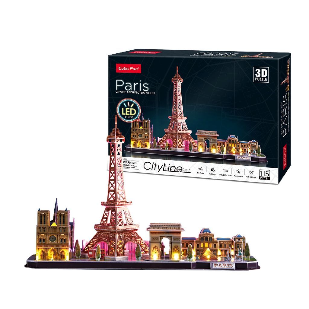 Cubic fun 3d led puzzel parijs 115 stukjes