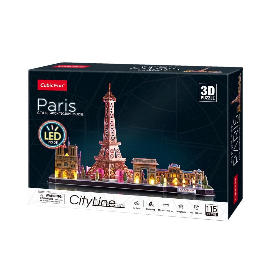 Cubic fun 3d-puzzel city line parijs led
