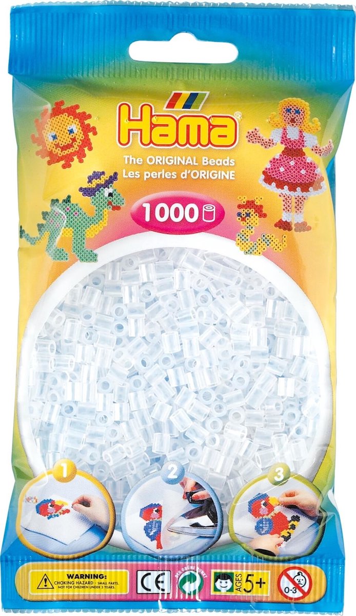 Hama strijkkralen 1000 stuks doorzichtig