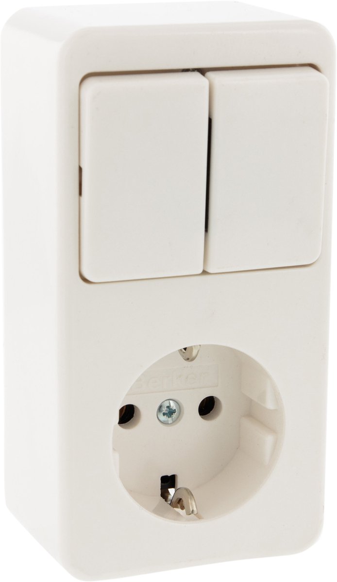 Berker opbouw combinatie wandcontactdoos (wcd) ra 1-voudig + serieschakelaar polarwit