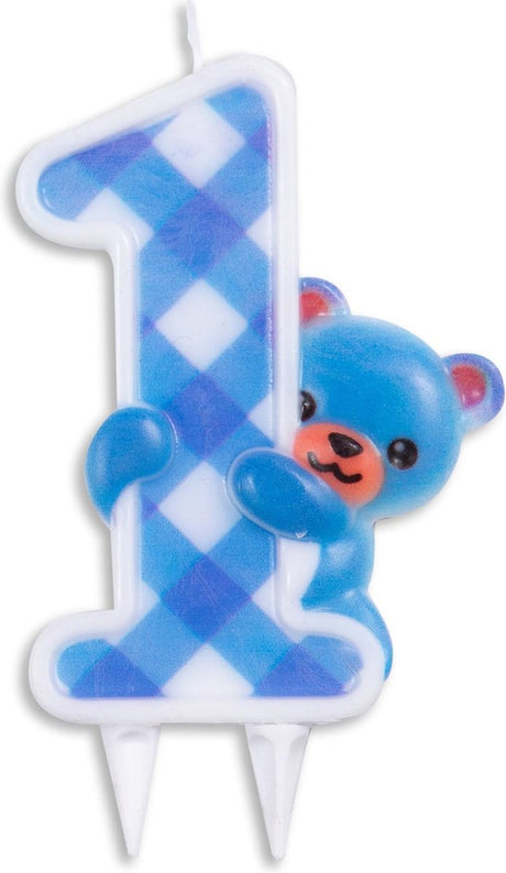 Wefiesta eerste verjaardagstaart kaars jongen 9,7 cm wax blauw