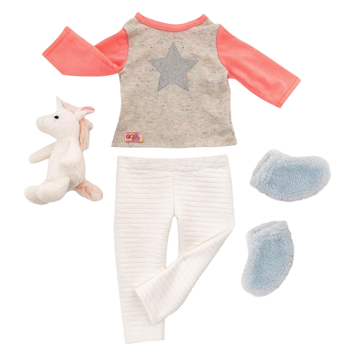 Outfit pyjama voor poppen 45cm - eenhoorn