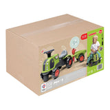 Falk claas 470 arion ride-on groen met aanhanger + zandset