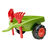 Falk claas 470 arion ride-on groen met aanhanger + zandset