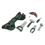 Klein toys bosch mini gereedschapsgordel-set - accuschroevendraaier, hamer, tang, zaag, moersleutel, schroevendraaier - incl. licht- en geluidseffecten - groen rood